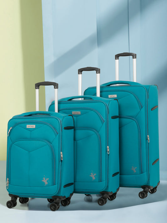 Unisex Teal Fashion Soft Luggage Trolley Bag