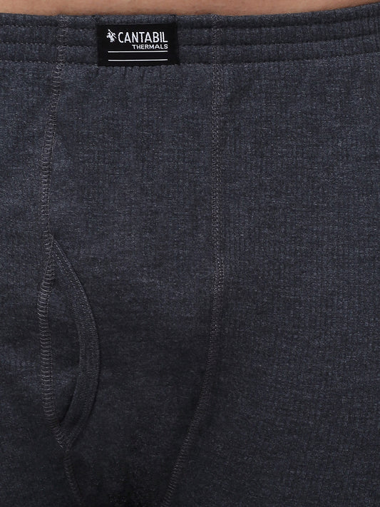 Solid Non Pleated Regular Fit Mid Rise Grey Thermal Trouser For Men
