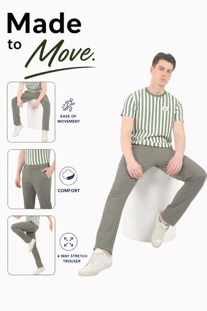 Casual Trouser for Men | Breathable & Soft with Color Fastness Regular Fit Poly Cotton Fabric Solid Pattern Button Closure