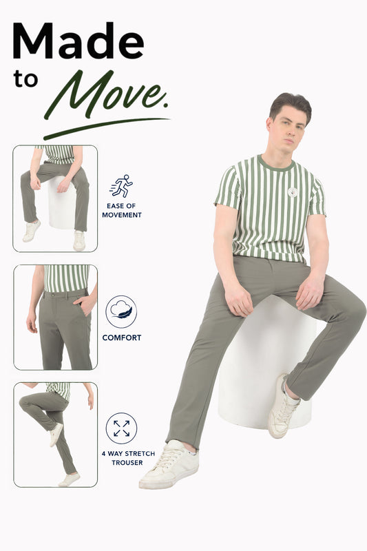 Casual Trouser for Men | Breathable & Soft with Color Fastness Regular Fit Poly Cotton Fabric Solid Pattern Button Closure