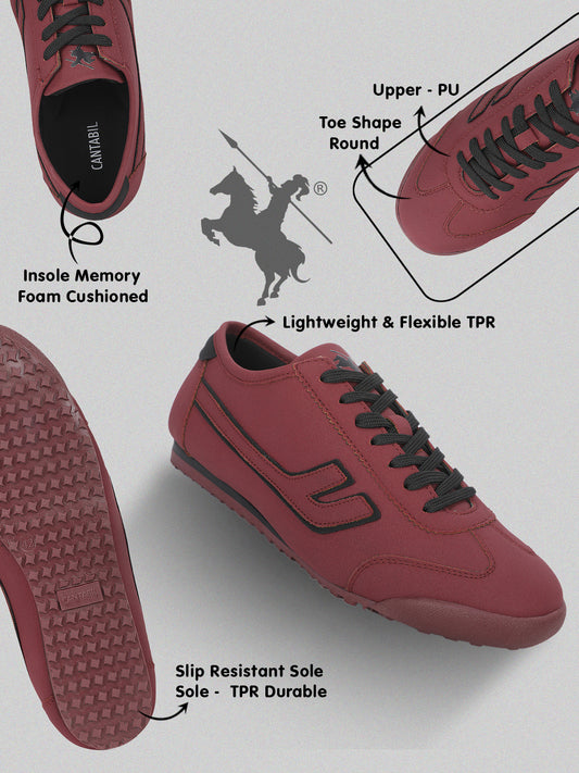 Men's Maroon Colorblock Casual Sneakers
