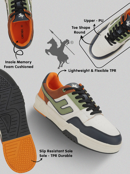 Sneaker Shoes for Men | Lightweight & Comfortable with Cushioned Insole PU (Polyurethane) Upper TPR Sole Lace-Up Closure