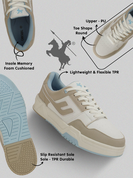 Sneaker Shoes for Men | Lightweight & Comfortable with Cushioned Insole PU (Polyurethane) Upper TPR Sole Lace-Up Closure