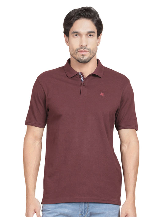 T-Shirt for Men | Breathable & Soft with Color Fastness Regular Fit Polo Neck Poly Cotton Fabric Solid Pattern