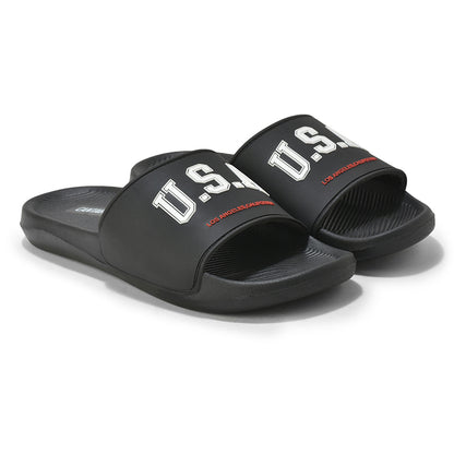 Men's Black Solid Casual Sliders