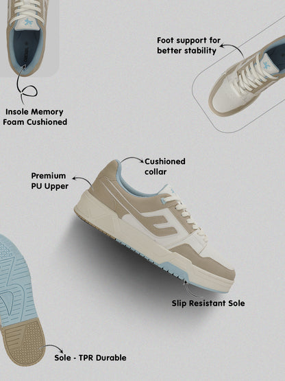 Men's White & Grey Colourblock Casual Sneaker Shoes