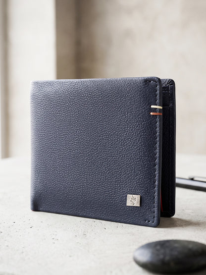Men Navy Blue Bifold Wallet