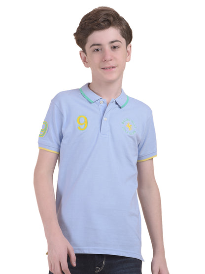 Casual T-Shirt for Boys l Breathable & Soft with Color Fastness Regular Fit Polo Neck Polycotton Fabric Printed Pattern