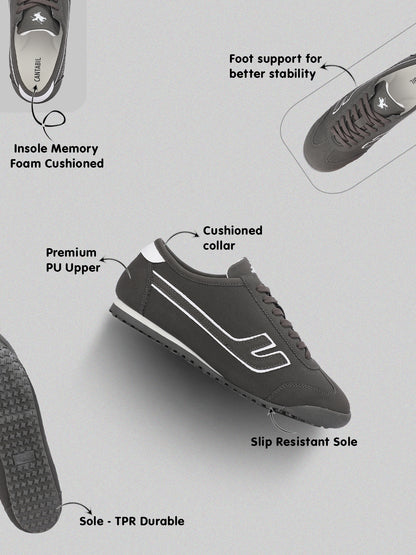 Men's Dark Grey Colourblock Casual Sneakers