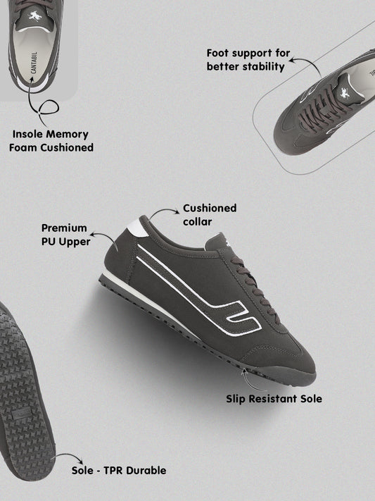 Men's Dark Grey Colourblock Casual Sneakers