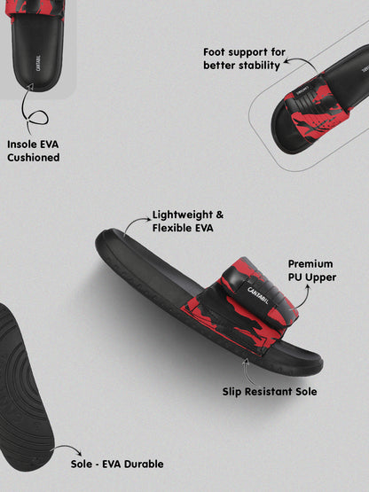 Men's Red Colourblock Sliders