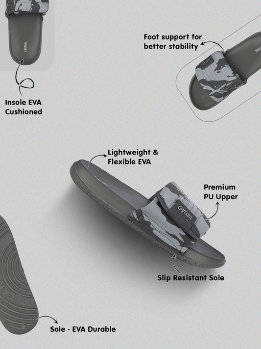 Men's Grey Colourblock Sliders