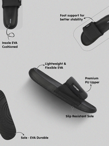Men's Black Colourblock Sliders