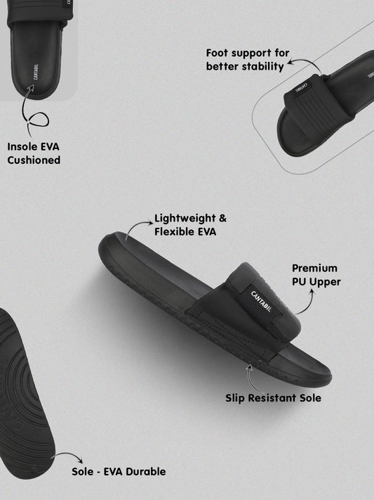 Men's Black Colourblock Sliders