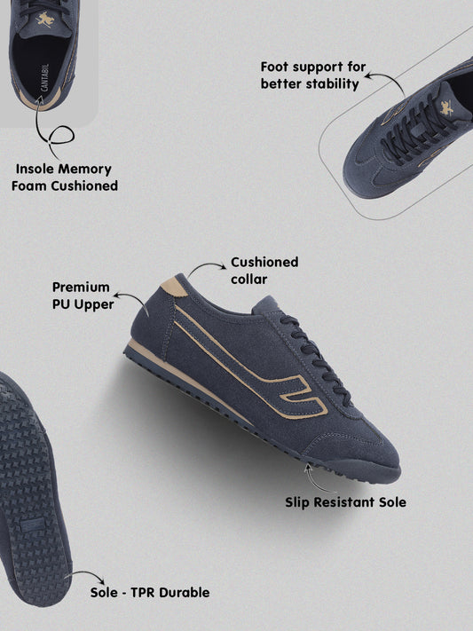 Men's Navy Colourblock Casual Sneakers