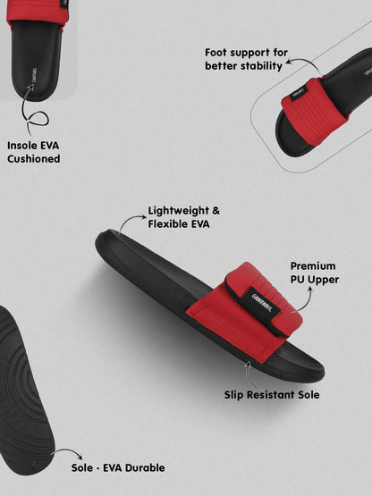 Men's Red Colourblock Sliders