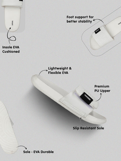 Men's White Colourblock Sliders