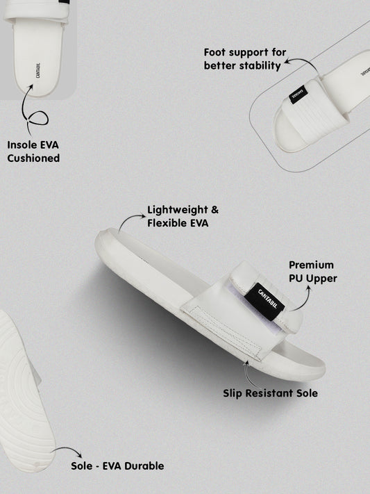 Men's White Colourblock Sliders