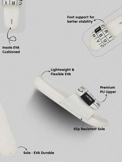 Men's White Colourblock Sliders