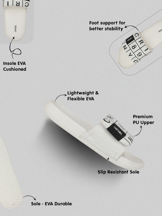 Men's White Colourblock Sliders