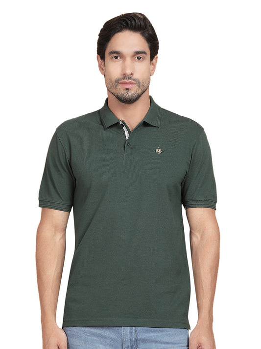 T-Shirt for Men | Breathable & Soft with Color Fastness Regular Fit Polo Neck Poly Cotton Fabric Solid Pattern