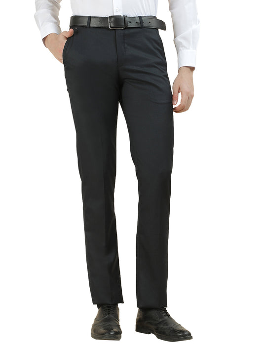 Formal Trouser for Men | Breathable & Soft with Color Fastness Regular Fit Cotton Blend Fabric Solid Pattern Hook & Bar Closure