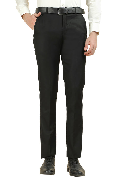 Formal Trouser for Men | Breathable & Soft with Color Fastness Regular Fit Cotton Blend Fabric Solid Pattern Hook & Bar Closure
