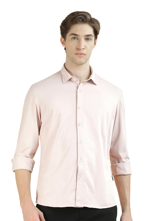 Casual Shirt for Men l Breathable & Soft with Color Fastness Slim Fit Polyester Fabric Self Design Pattern