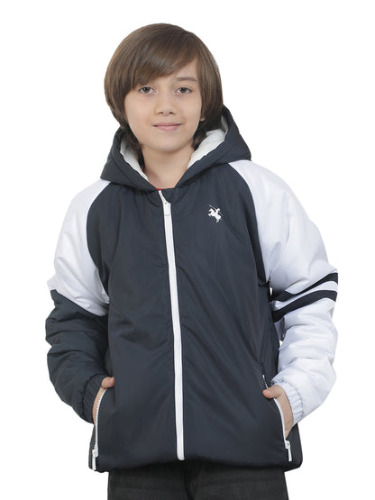 Casual Jacket for Boys l Breathable & Soft with Color Fastness Regular Fit Hooded Neck Nylon Fabric ColourBlock Pattern