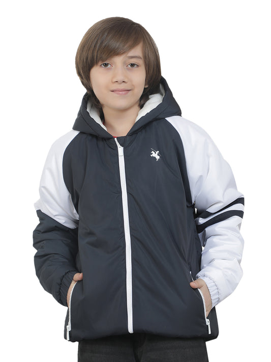Casual Jacket for Boys l Breathable & Soft with Color Fastness Regular Fit Hooded Neck Nylon Fabric ColourBlock Pattern