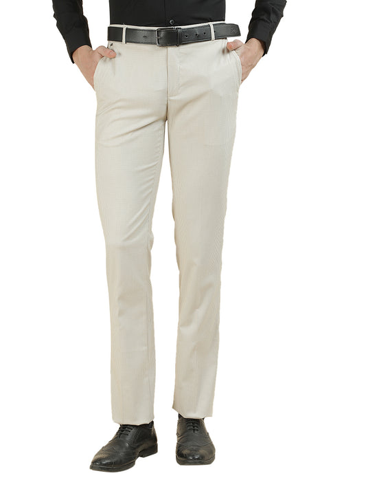 Formal Trouser for Men | Breathable & Soft with Color Fastness Regular Fit Cotton Blend Fabric Checkered Pattern Hook & Bar Closure