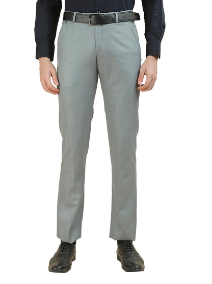 Formal Trouser for Men | Breathable & Soft with Color Fastness Regular Fit Cotton Blend Fabric Solid Pattern Hook & Bar Closure