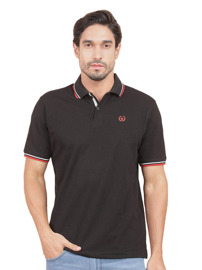 T-Shirt for Men | Breathable & Soft with Color Fastness Regular Fit Polo Neck Poly Cotton Fabric Solid Pattern