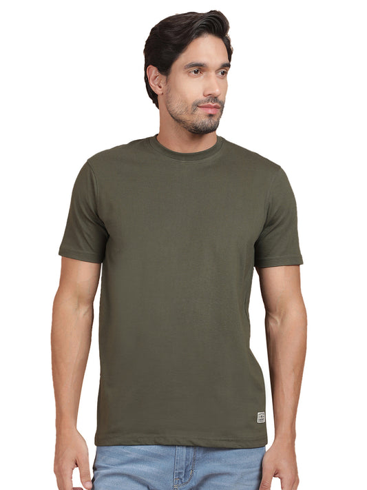 T-Shirt for Men | Breathable & Soft with Color Fastness Regular Fit Round Neck Poly Cotton Fabric Solid Pattern