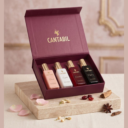 Cantabil Unisex Mystery, Blush, Seduction & Spark Long Lasting Perfume Gift Set Pack of 4 | 80ml