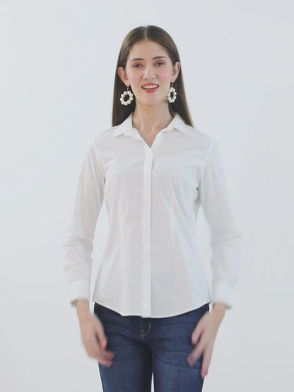 Women's White Solid Formal Shirt