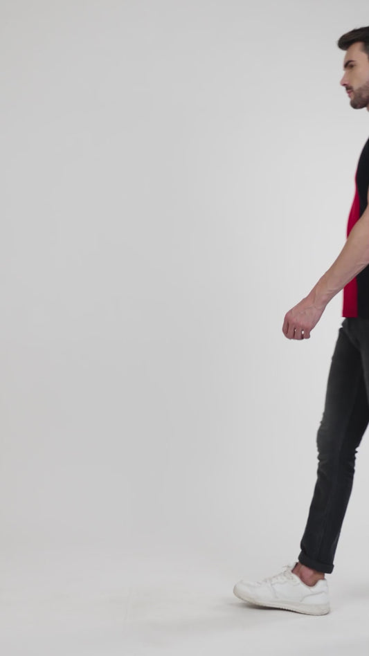 T-Shirt for Men | Breathable & Soft with Color Fastness Regular Fit Round Neck Poly Cotton Fabric Colour Block Pattern