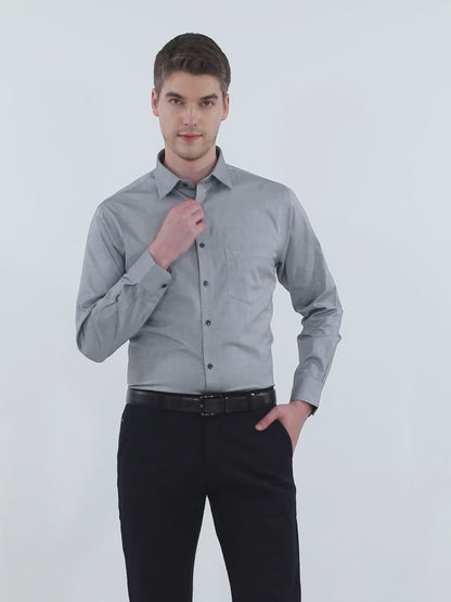 Men's Grey  Formal Plain Full Sleeve Shirt