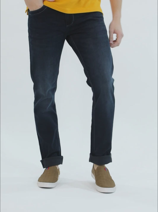 Denim Jeans for Men l Breathable & Soft with Color Fastness Ultra Narrow Fit Cotton Fabric Solid Pattern Button Closure