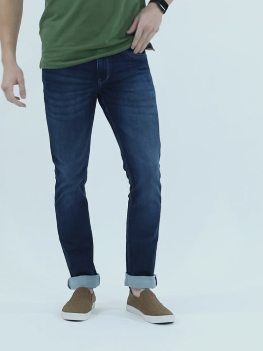 Denim Jeans for Men l Breathable & Soft with Color Fastness Ultra Narrow Fit Cotton Fabric Solid Pattern Button Closure