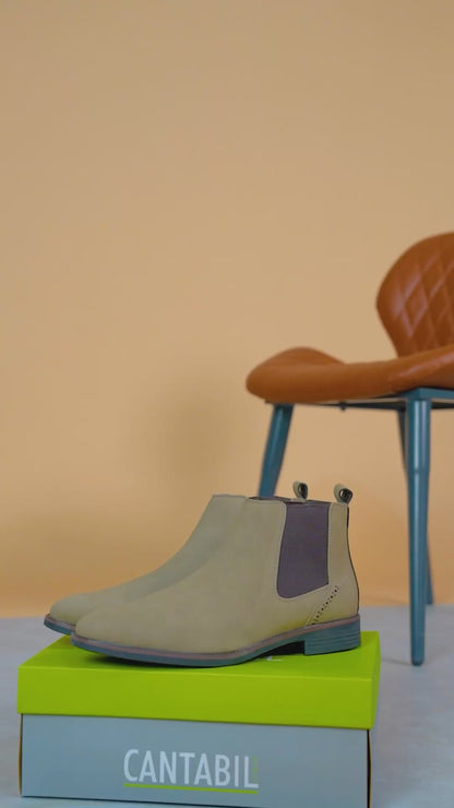 Men's Beige Solid Casual Boot