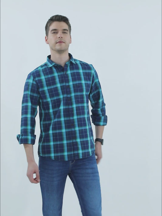 Casual Shirt for Men | Breathable & Soft with Color Fastness Regular Fit Spread Collar Neck Cotton Fabric Checkered Pattern