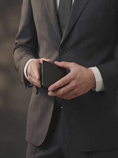 Men's Genuine Leather Black Bifold Wallet