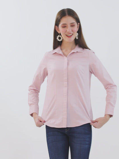 Women's Pink Striped Formal Shirt