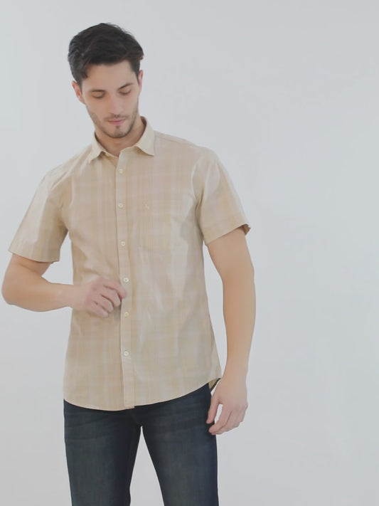 Casual Shirt for Men | Breathable & Soft with Color Fastness Regular Fit Spread Collar Neck Cotton Fabric Checkered Pattern