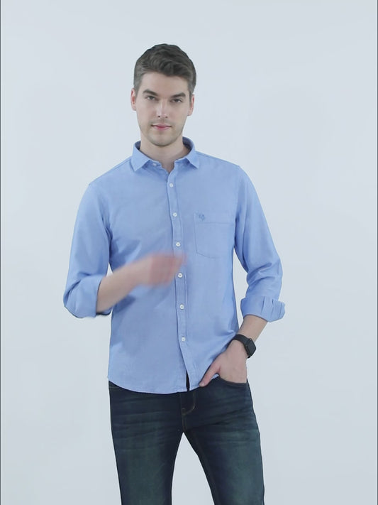 Casual Shirt for Men | Breathable & Soft with Color Fastness Regular Fit Spread Collar Neck Cotton Fabric Self Design Pattern