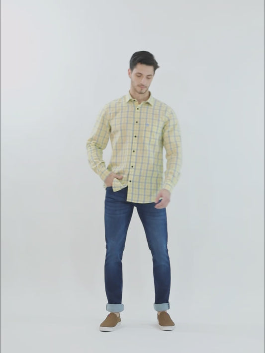 Casual Shirt for Men | Breathable & Soft with Color Fastness Regular Fit Spread Collar Neck Cotton Fabric Checkered Pattern