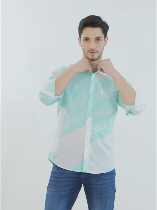 Casual Shirt for Men | Breathable & Soft with Color Fastness Regular Fit Spread Collar Neck Cotton Fabric Printed Pattern