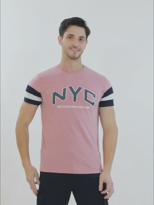 T-Shirt for Men | Breathable & Soft with Color Fastness Regular Fit Round Neck Poly Cotton Fabric Printed Pattern