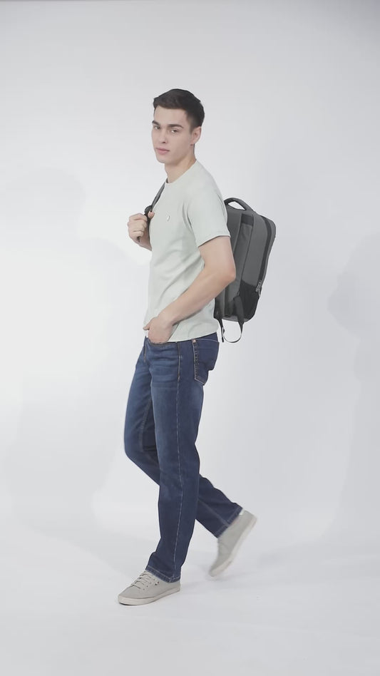 Cantabil 15 Litre Laptop Backpack Upto 18 inchs Laptop for School, Office, College & Travel Bag for Men and Women (Grey) | 2 Compartments, Side Pocket, Padded Shoulder Strap, Smooth-Glide Zippers